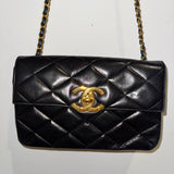 Vintage Chanel Jumbo Coco Matelasse Lambskin Chain Shoulder Bag Black