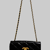 Vintage Chanel Jumbo Coco Matelasse Lambskin Chain Shoulder Bag Black