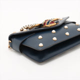 Gucci Queen Margaret Broadway Leather 2 Way Shoulder Bag Navy Blue 453778