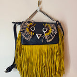 Fendi Purple/Yellow Owl Bag W/ Chain