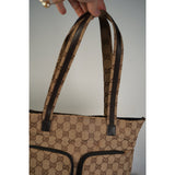 HOU #125. GUCCI GG Canvas Hand Bag Beige