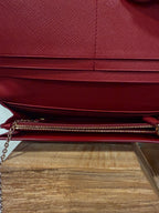 Prada Red Leather Wallet W/ ID Holder