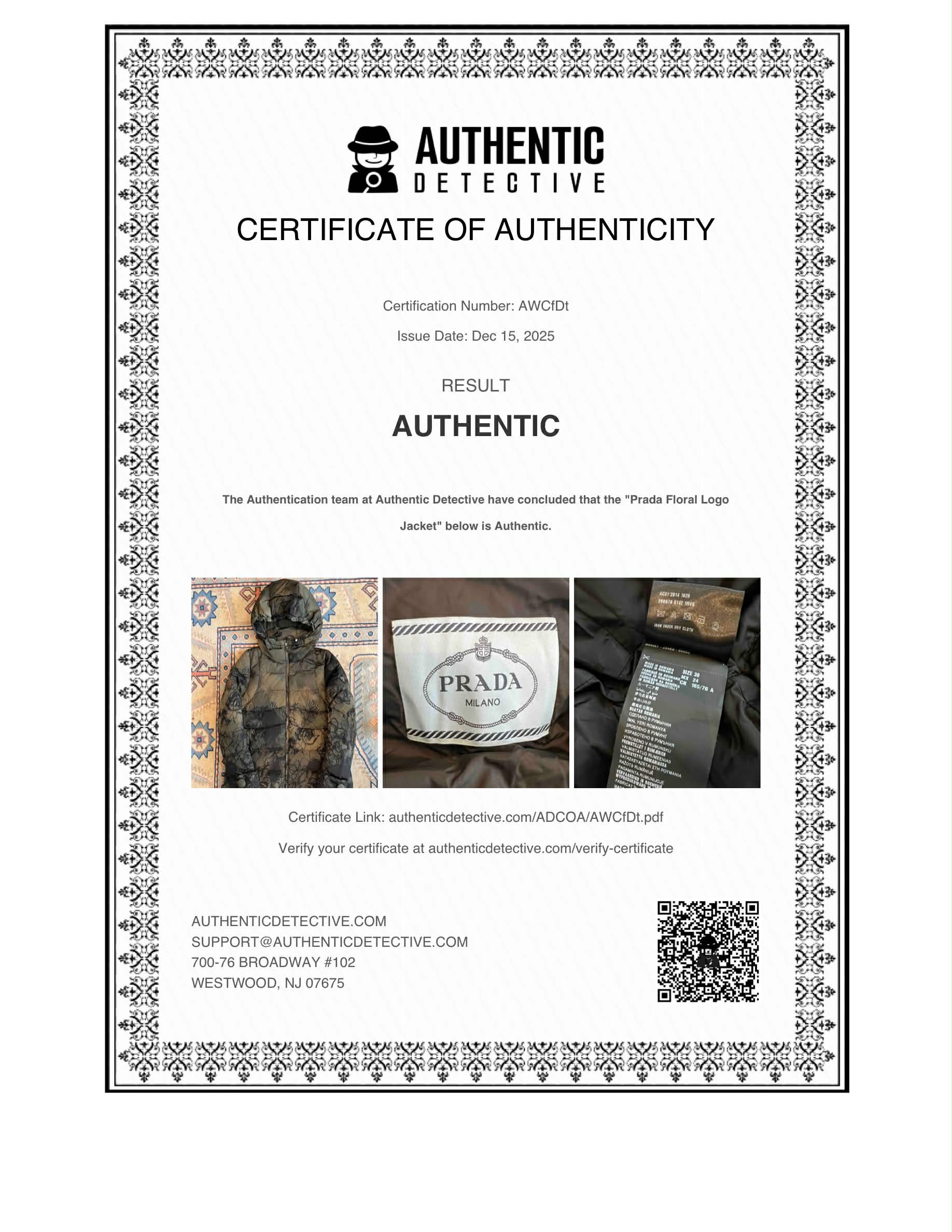 Prada Floral Camouflage Down Hooded Full Zip Puffer Jacket Size 38