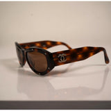 #9. Vintage Channel 06918 CC Logo Studded Brown Tortoiseshell Sunglasses
