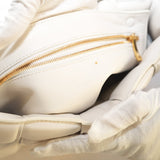 Bottega Veneta Padded Chain Cassette Bag White Chalk Lambskin Leather Gold Hardware