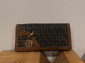 Fendi Monogram Brown Leather Wallet W/ Chain