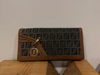 Fendi Monogram Brown Leather Wallet W/ Chain