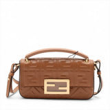 Fendi baguette Leather 2 Way Handbag Brown 7AS142