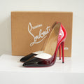 Christian Louboutin Kate 100 Black-red Degrade Patent Leather Pumps Size 37 With Box