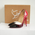 Christian Louboutin Kate 100 Black-red Degrade Patent Leather Pumps Size 37 With Box