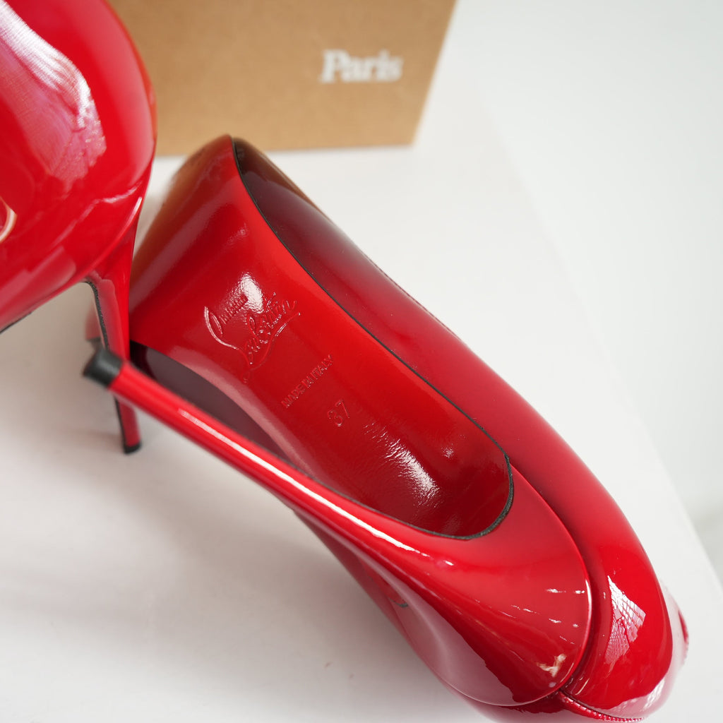 Christian Louboutin Kate 100 Black-red Degrade Patent Leather Pumps Size 37 With Box