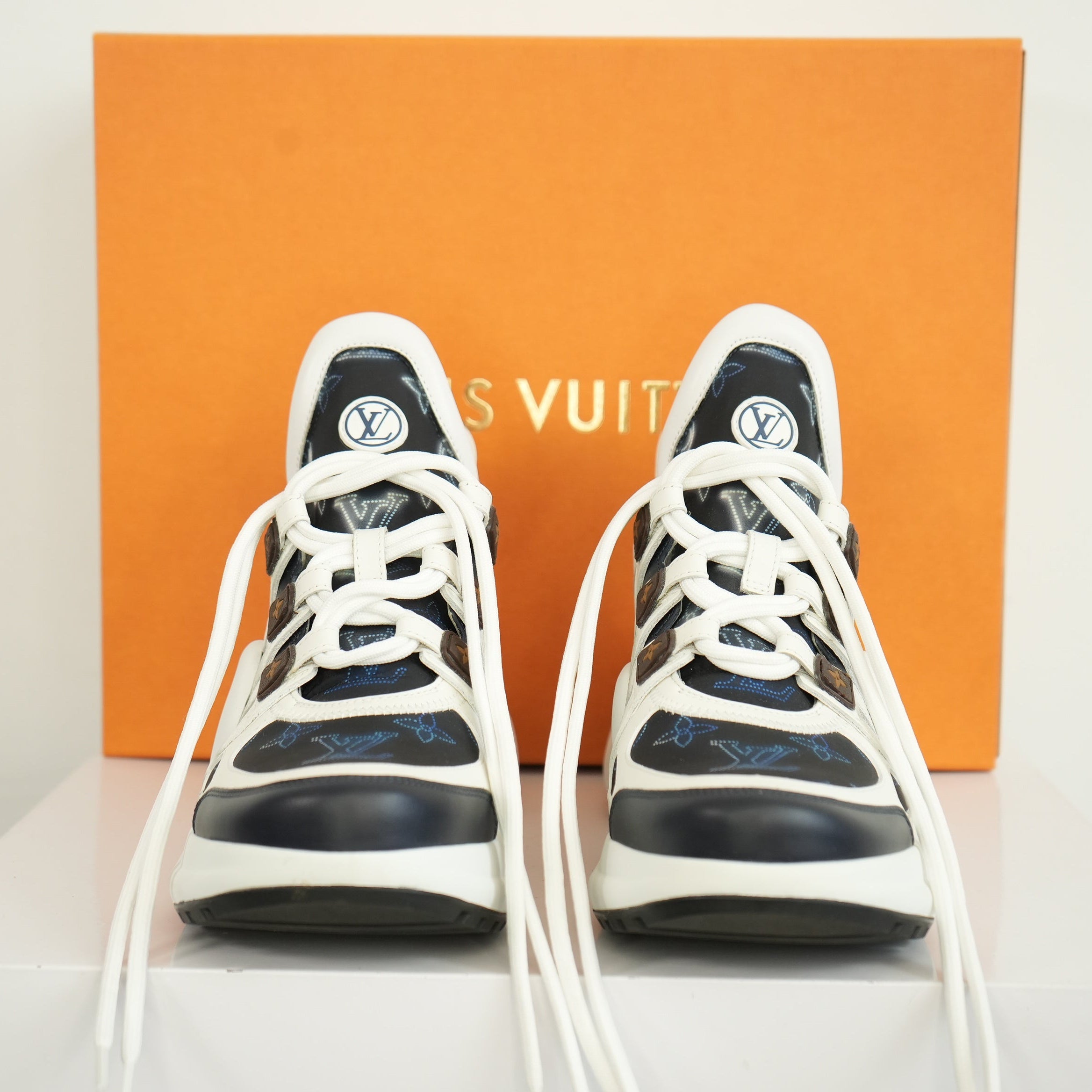 Louis Vuitton Archlight Trainer Navy Blue and White Sneakers with box and dust bag