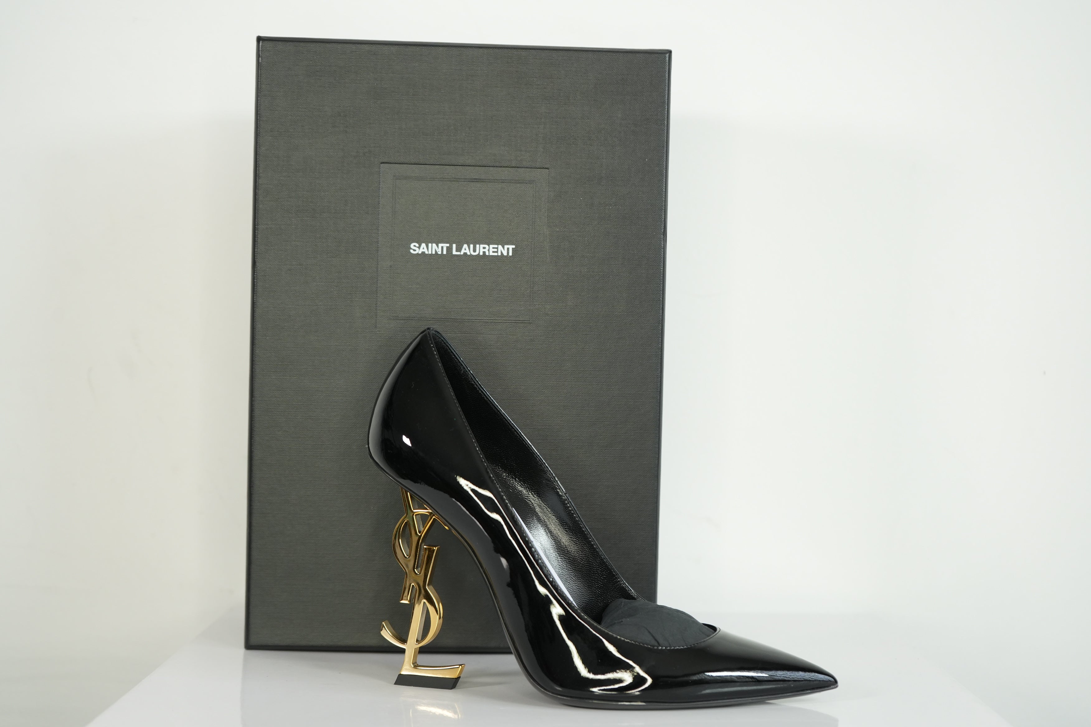 Saint Laurent Opyum Logo Heel Size 37 1/2 With Box