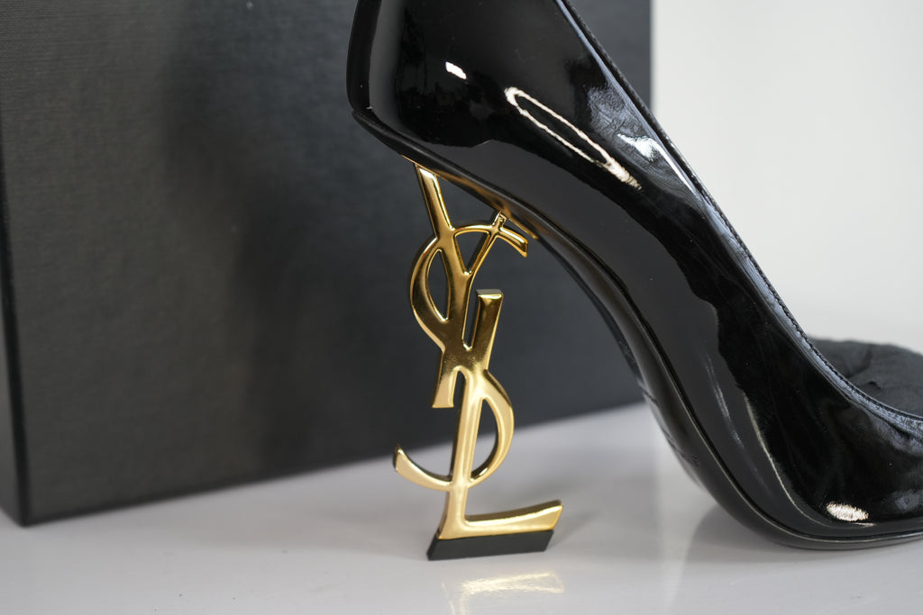Saint Laurent Opyum Logo Heel Size 37 1/2 With Box
