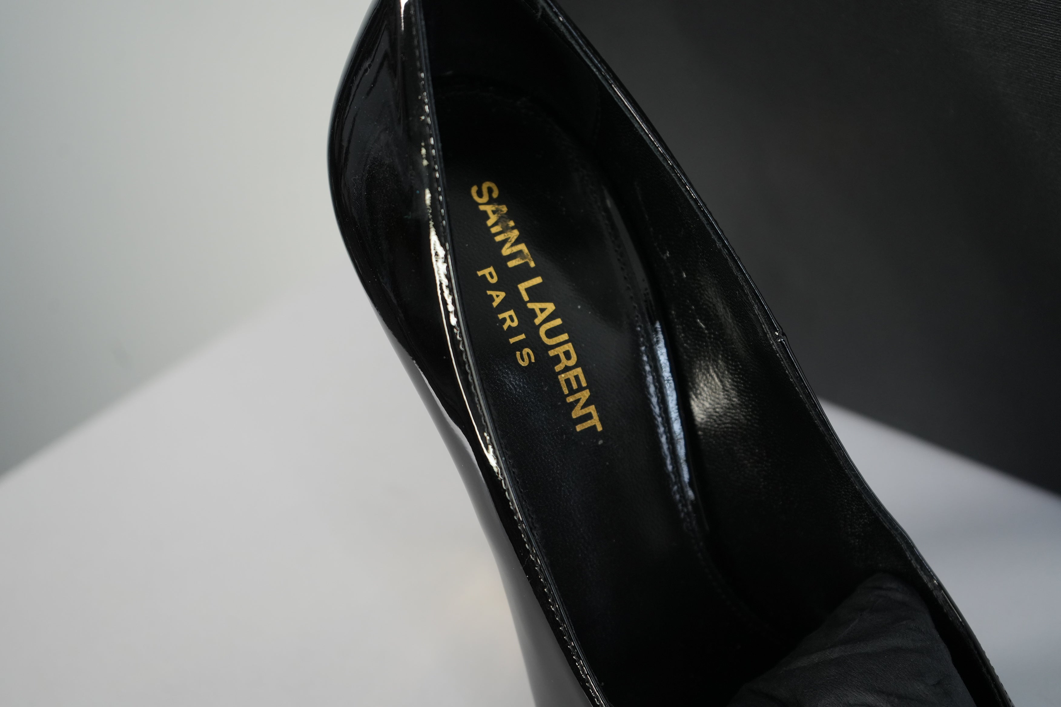 Saint Laurent Opyum Logo Heel Size 37 1/2 With Box