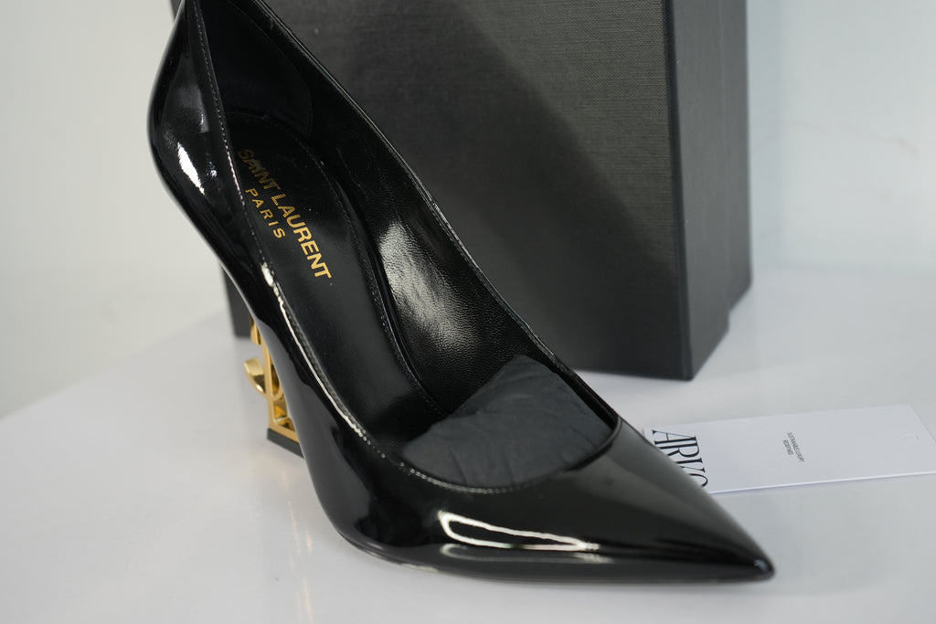 Saint Laurent Opyum Logo Heel Size 37 1/2 With Box