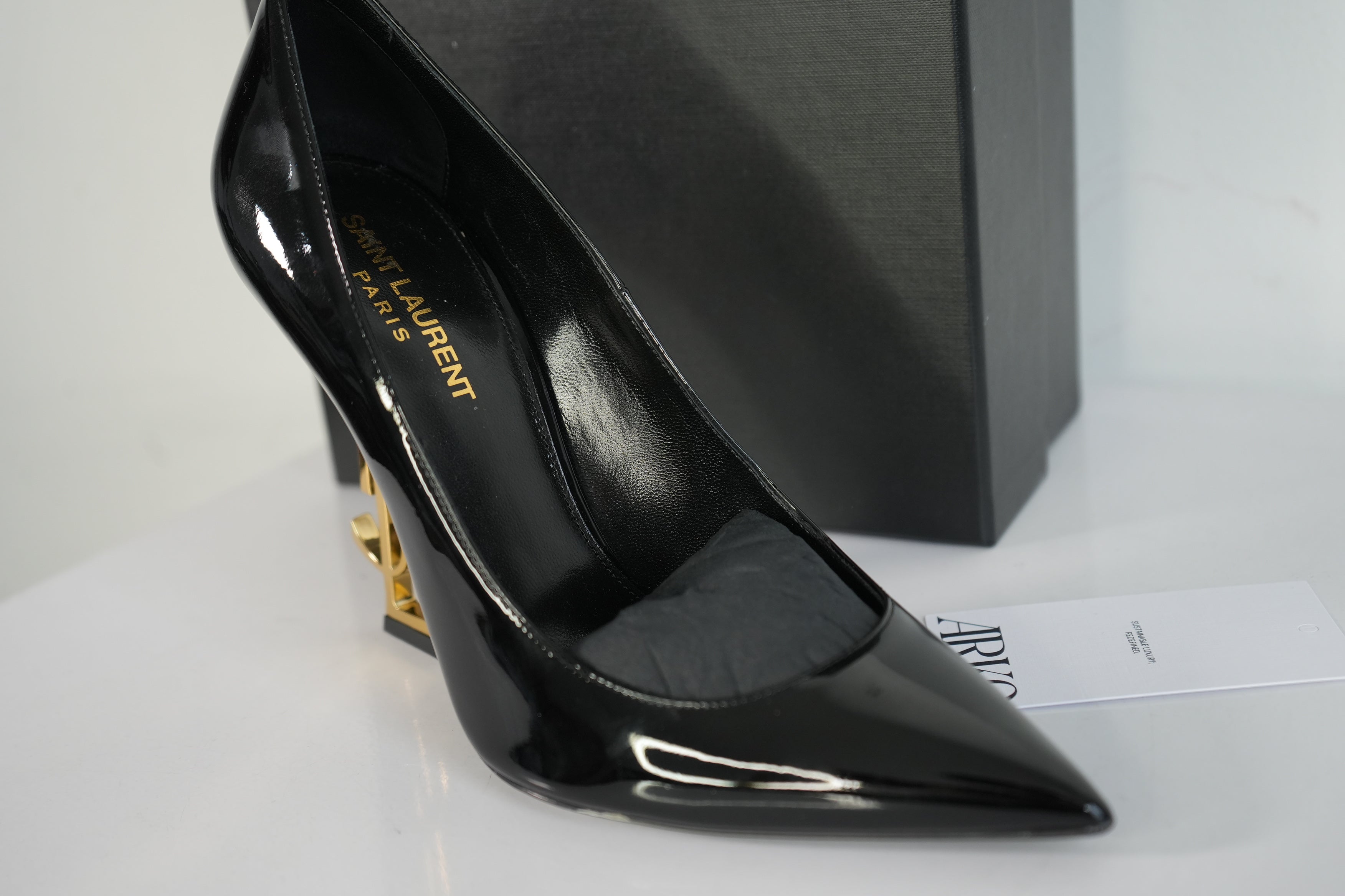 Saint Laurent Opyum Logo Heel Size 37 1/2 With Box
