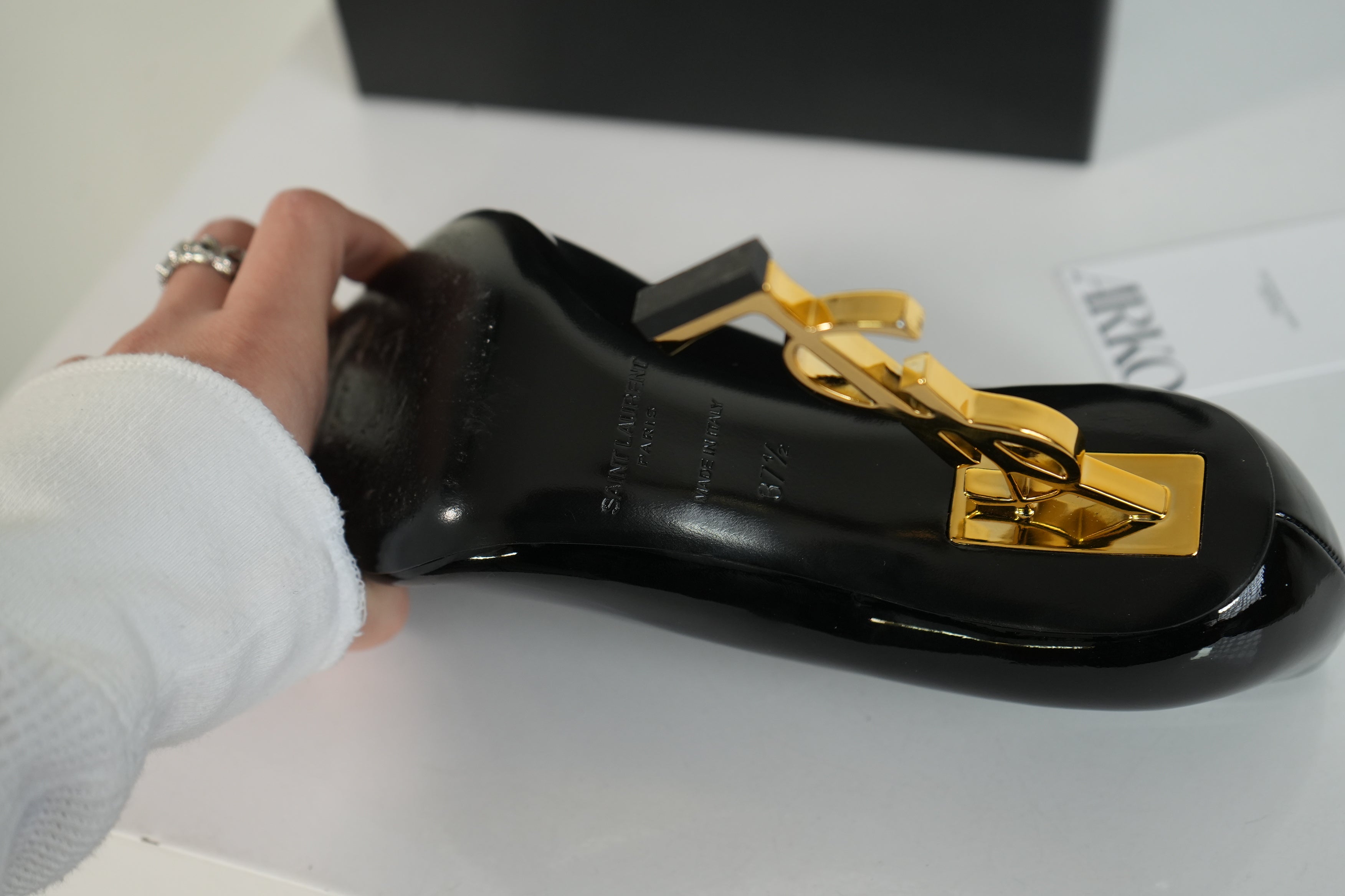 Saint Laurent Opyum Logo Heel Size 37 1/2 With Box