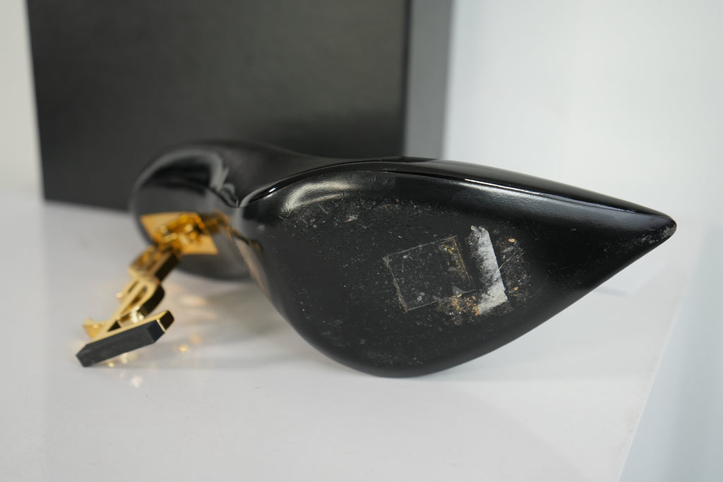 Saint Laurent Opyum Logo Heel Size 37 1/2 With Box