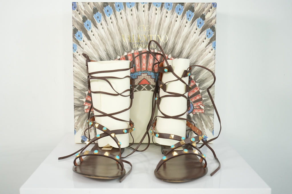 Valentino Garavani rockstud Leather Gladiator Sandals Size 39 With Box