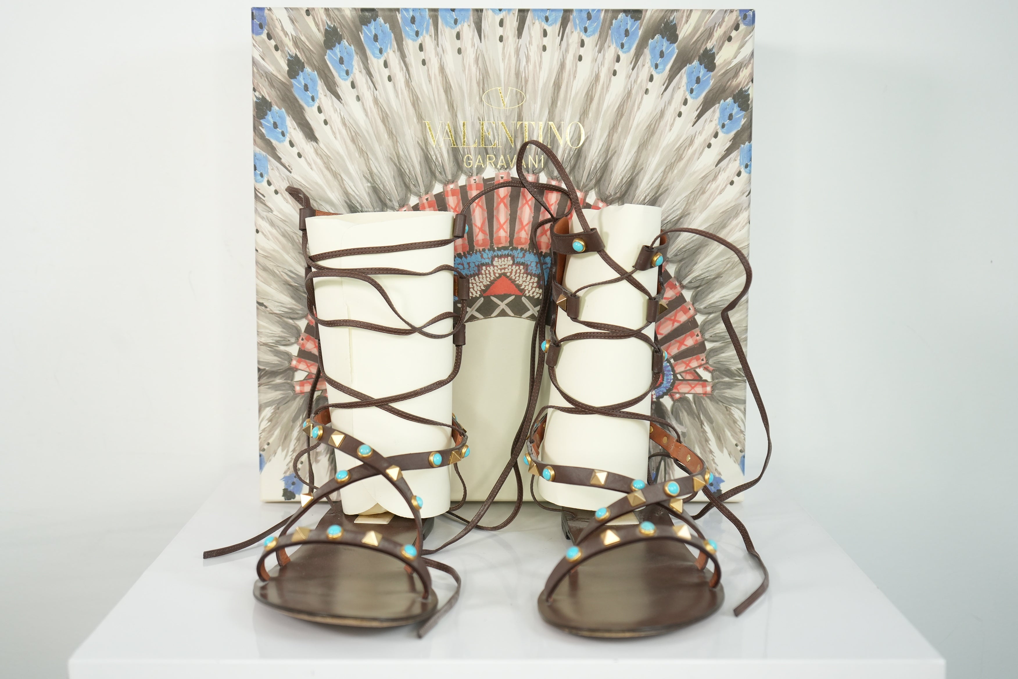 Valentino Garavani rockstud Leather Gladiator Sandals Size 39 With Box