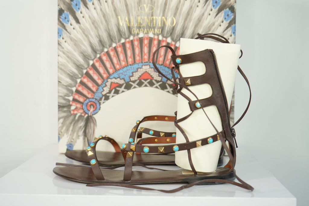 Valentino Garavani rockstud Leather Gladiator Sandals Size 39 With Box