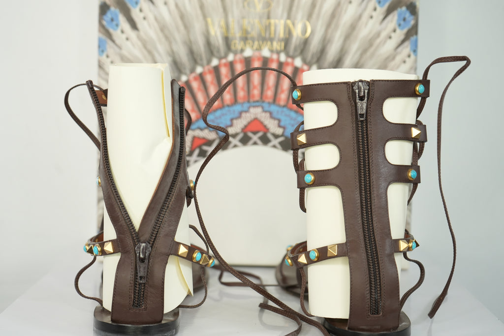 Valentino Garavani rockstud Leather Gladiator Sandals Size 39 With Box