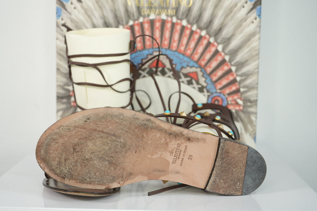 Valentino Garavani rockstud Leather Gladiator Sandals Size 39 With Box