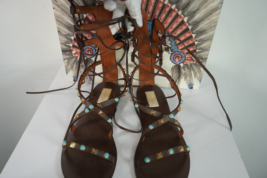 Valentino Garavani rockstud Leather Gladiator Sandals Size 39 With Box
