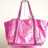 Chanel Metallic Pink Modern Chain Tote Bag