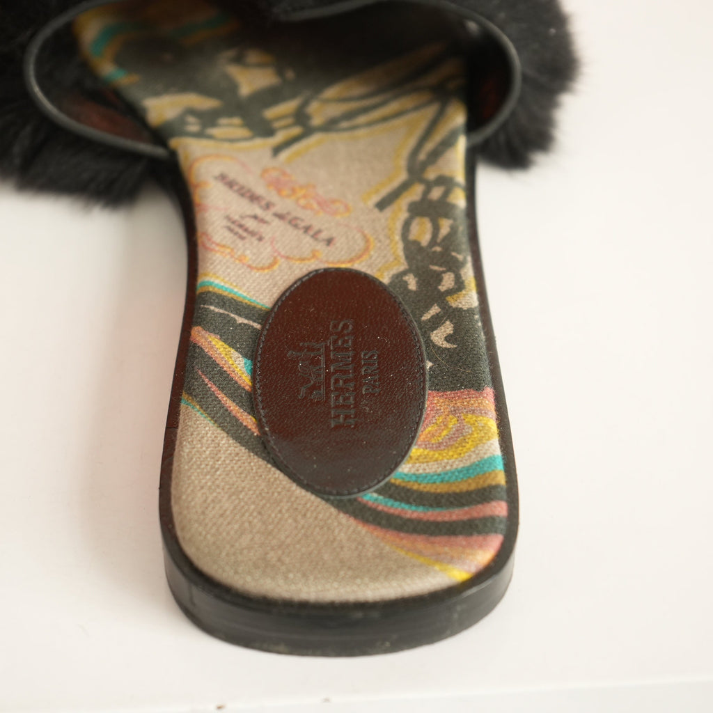 Hermes Oran Mink Mules Size 40 With Box
