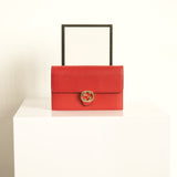 Gucci Red Calf Leather Interlocking G Wallet On Chain Bag