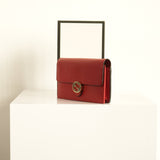 Gucci Red Calf Leather Interlocking G Wallet On Chain Bag