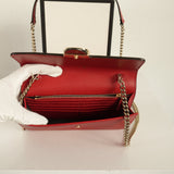 Gucci Red Calf Leather Interlocking G Wallet On Chain Bag