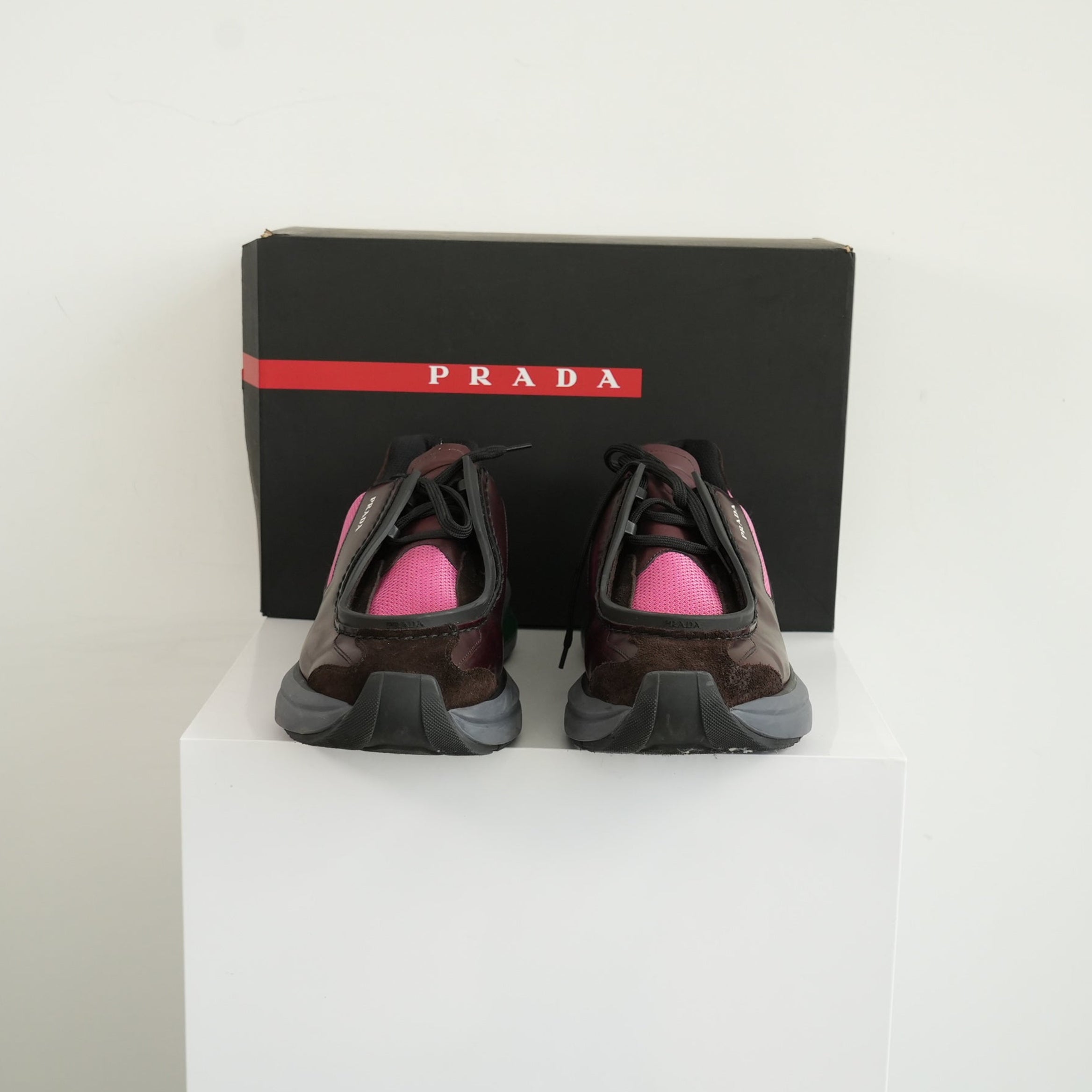 Prada Systeme Brushed Leather With Bike Fabric Sneakers Size 10