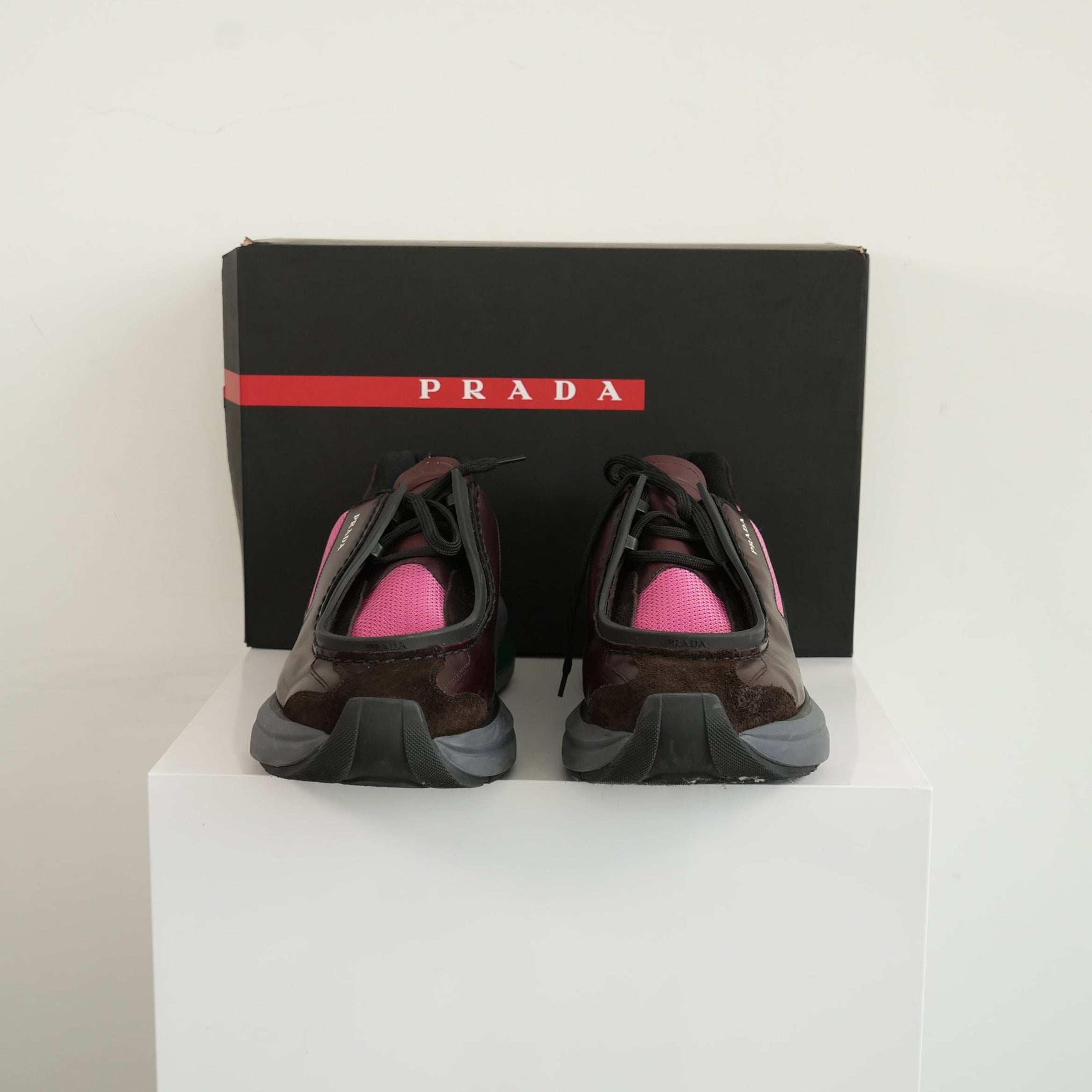 Prada Systeme Brushed Leather With Bike Fabric Sneakers Size 10