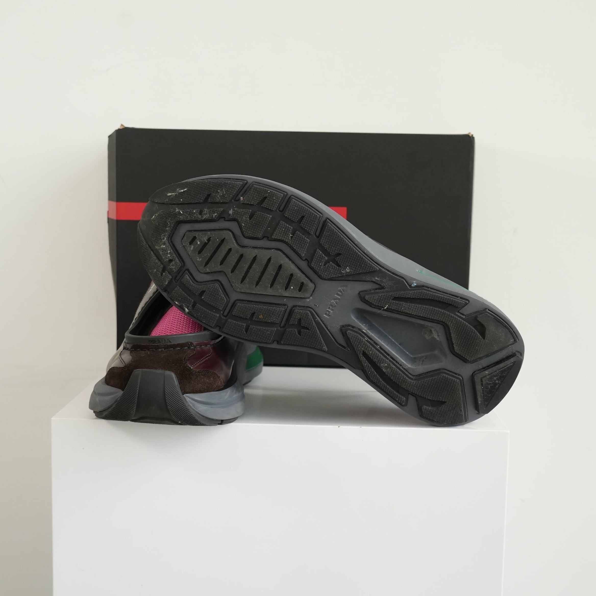 Prada Systeme Brushed Leather With Bike Fabric Sneakers Size 10