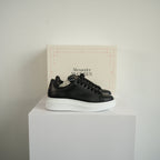 Alexander McQueen Black Oversized Leather Platform Sneakers Size 37 With Box
