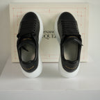 Alexander McQueen Black Oversized Leather Platform Sneakers Size 37 With Box