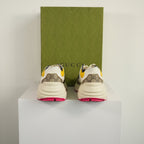 Gucci GG Rhyton Beige White Yellow Sneakers Size 9 With box