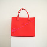 Versace Red Canvas Cabas GV Signature Tote Bag