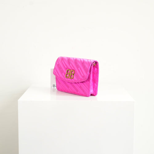Balenciaga Fuchsia Pink BB Chain Wallet