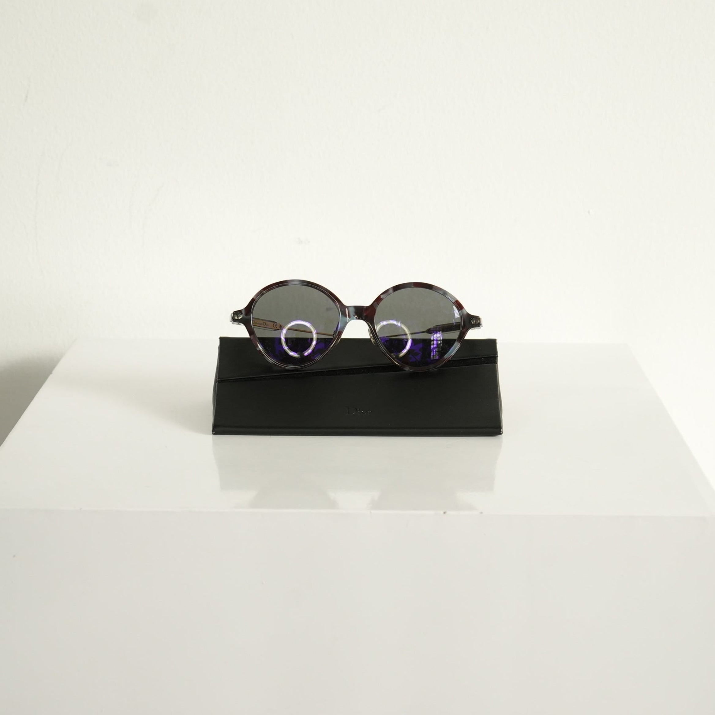 Christian Dior Umbrage Round Sunglasses with Violet Mirror Lenses