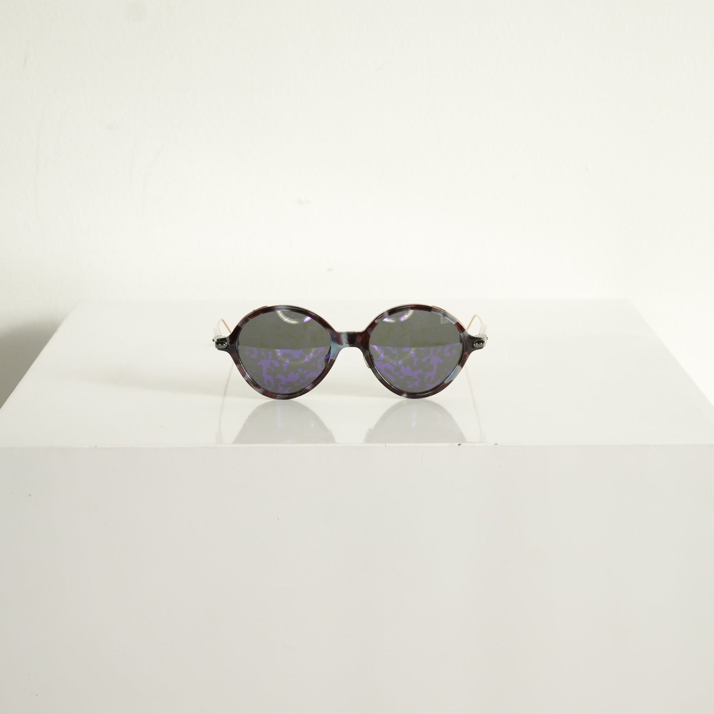 Christian Dior Umbrage Round Sunglasses with Violet Mirror Lenses