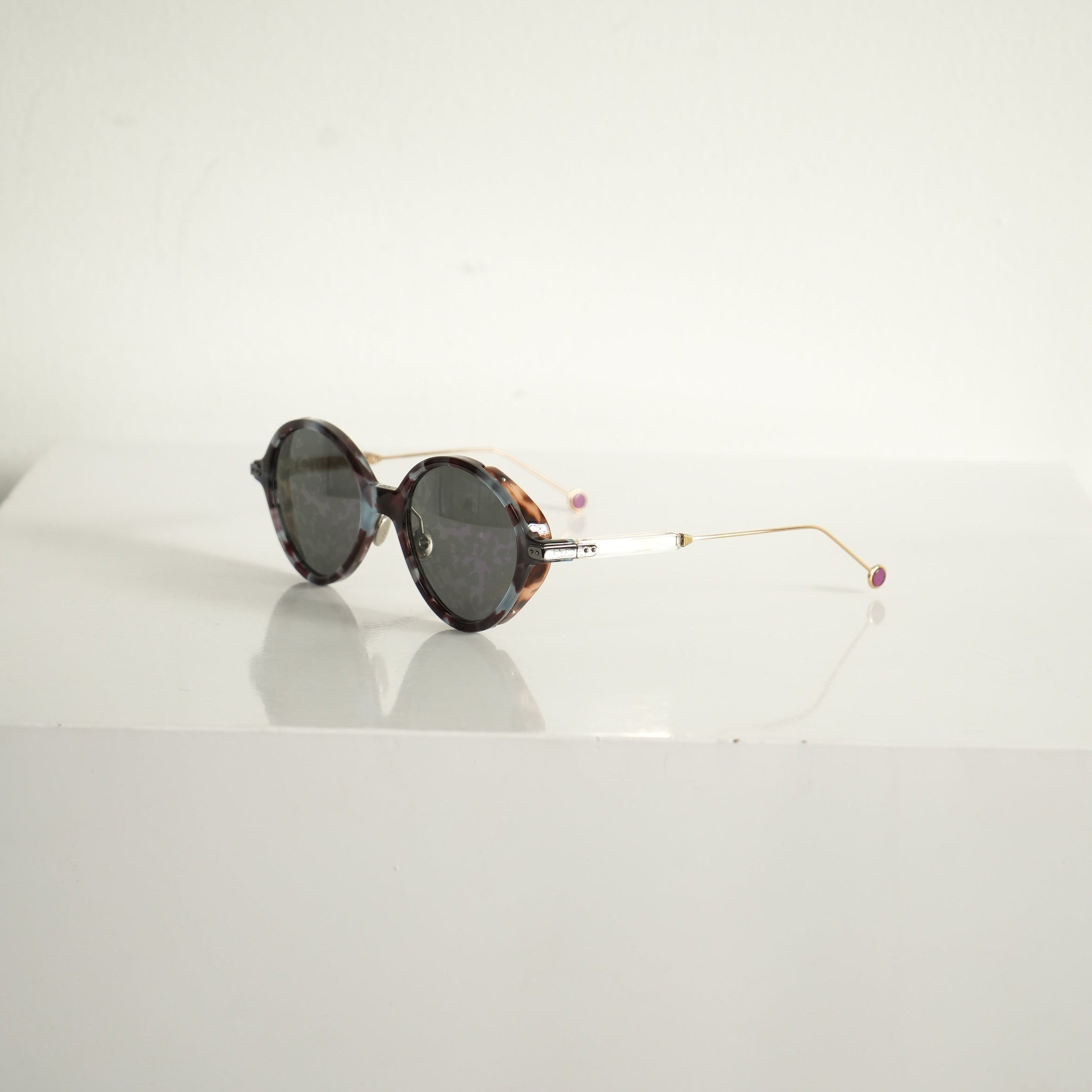 Christian Dior Umbrage Round Sunglasses with Violet Mirror Lenses