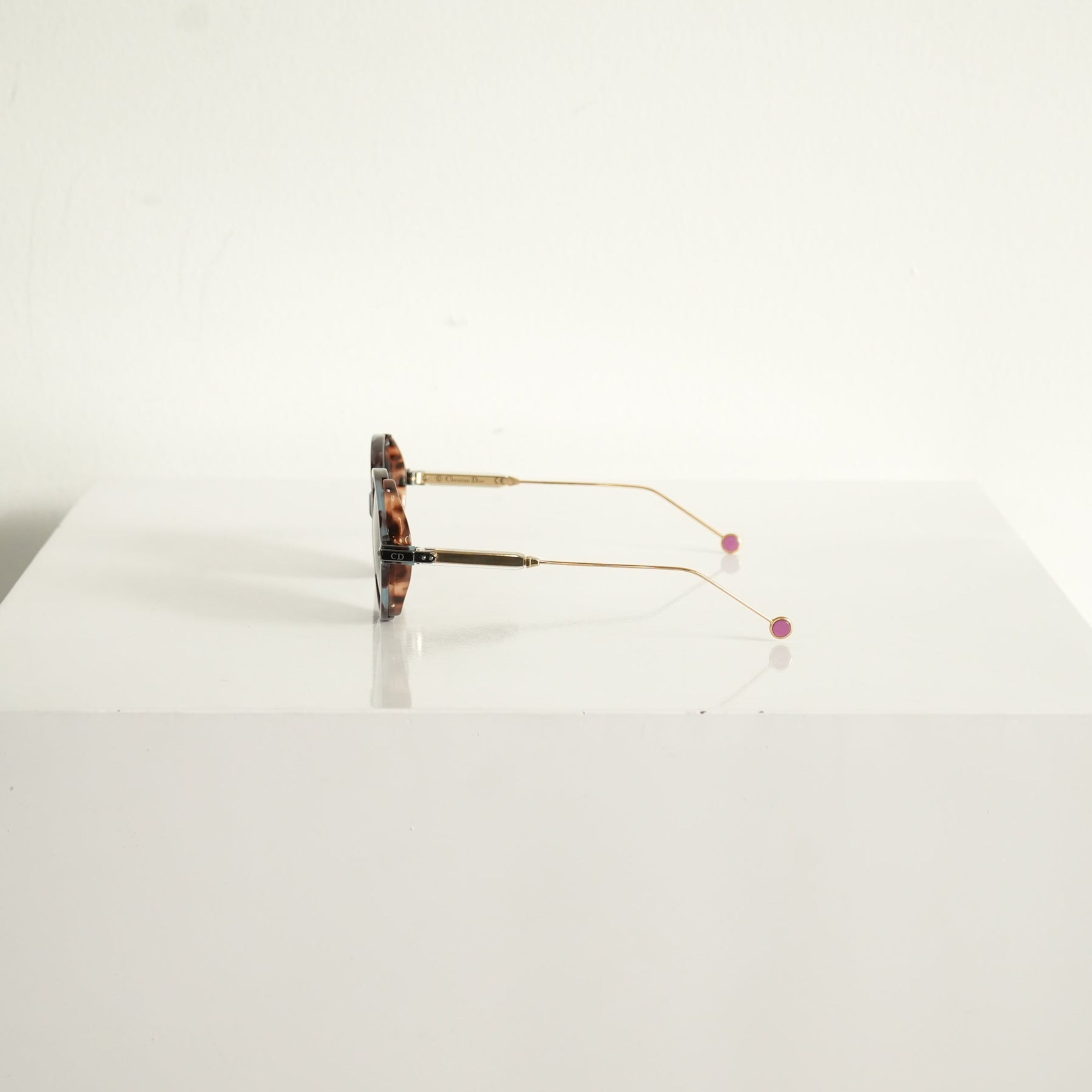 Christian Dior Umbrage Round Sunglasses with Violet Mirror Lenses