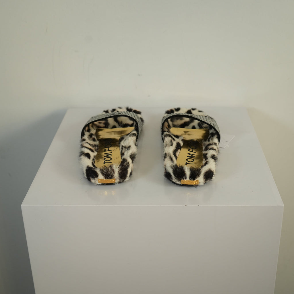 Tom Ford Crystal-embellished Fur Slides Size 39