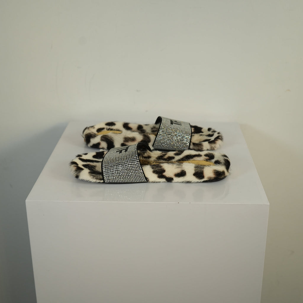 Tom Ford Crystal-embellished Fur Slides Size 39