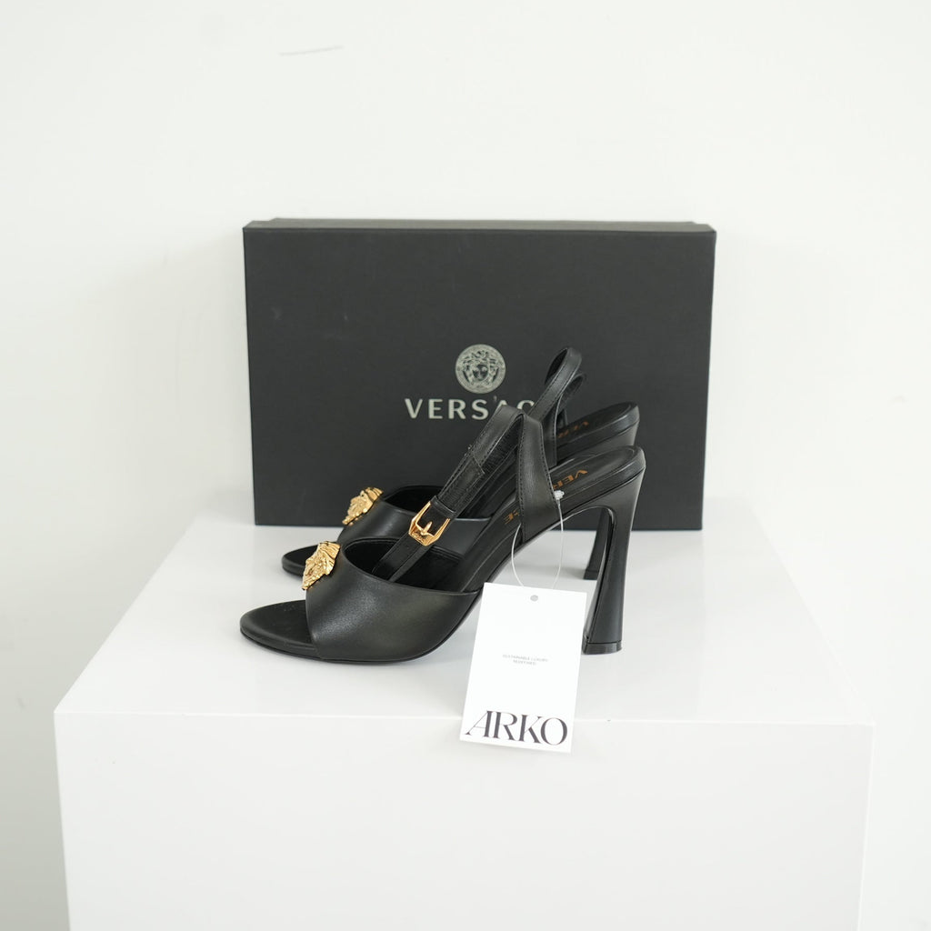 Versace La Medusa High Heel Sandal Size 37 With Box