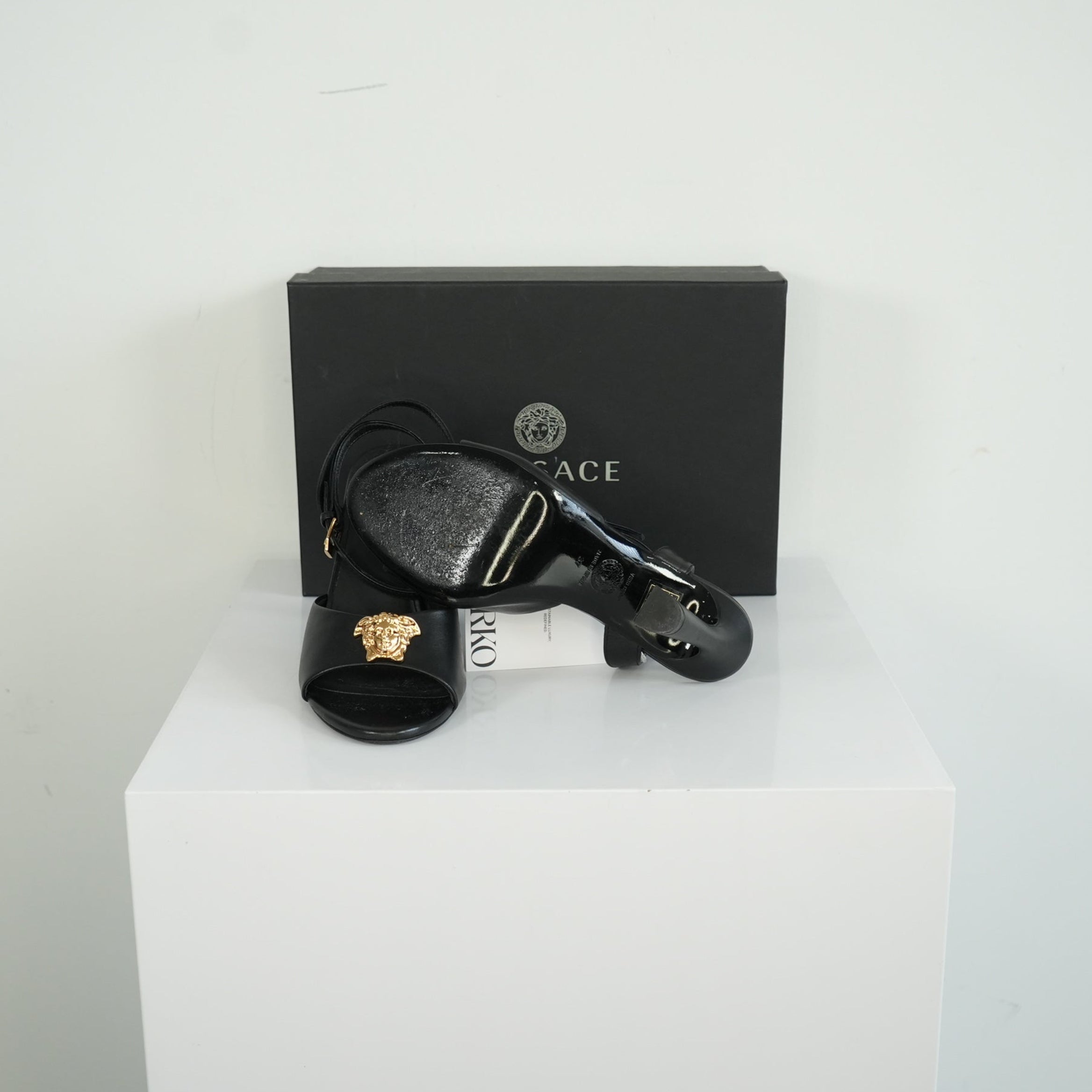 Versace La Medusa High Heel Sandal Size 37 With Box